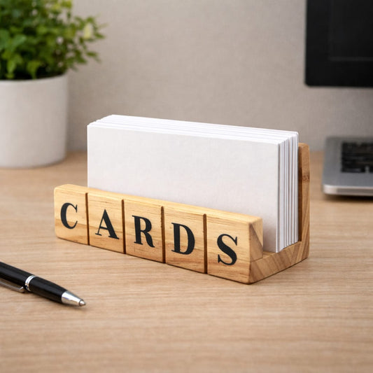 CARDS Wooden Card Holder | Upcycled Desk Organizer for Corporate Gifting