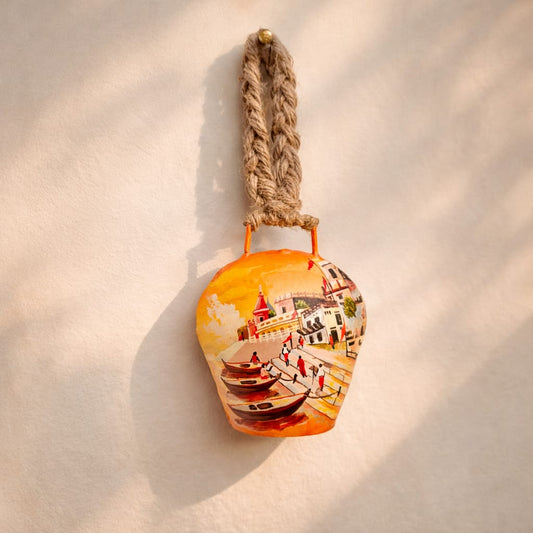 Ghats of Varanasi Cowbell Door Hanging – Handcrafted Banarasi Bell Décor