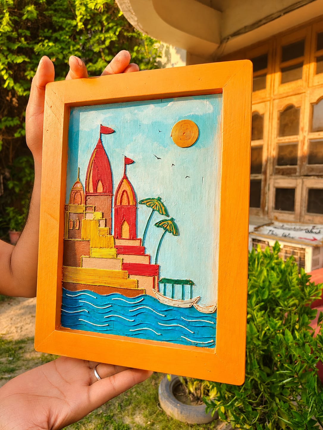 Ghats of Banaras Upcycled Wire Art Wall Frame | ScrapShala