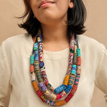 Banarasi Taana Baana Neckpiece | Upcycled Textile Statement Necklace | ScrapShala