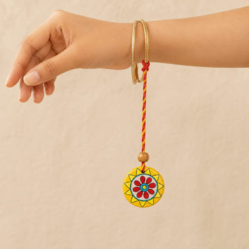 Mandala Wooden Lumba | Hand-Painted Reclaimed Wood Rakhi Keepsake
