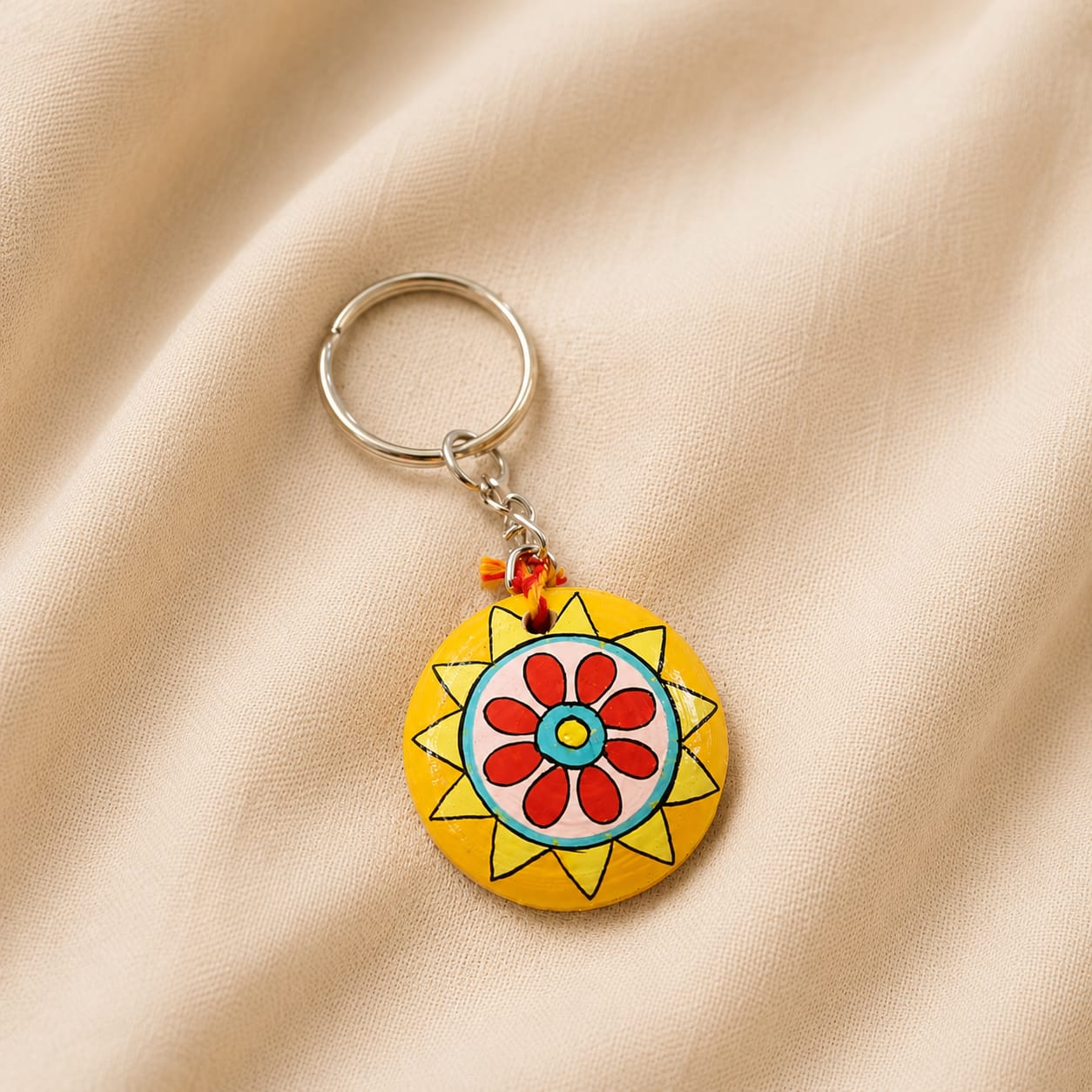 Mandala Wooden Lumba | Hand-Painted Reclaimed Wood Rakhi Keepsake