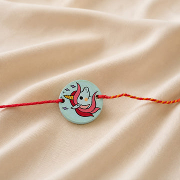 Unicorn Wooden Rakhi | Hand-Painted Reclaimed Wood Rakhi | Reusable Keychain