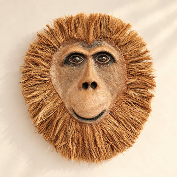 Into the Wild Chimpanzee Wall Mask | Coconut Coir & Paper Mâché Sculpture