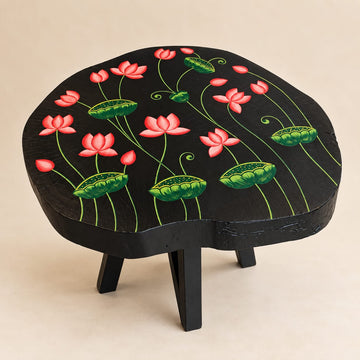 Lotus Live Edge Coffee Table | Hand-Painted Reclaimed Eucalyptus Wood