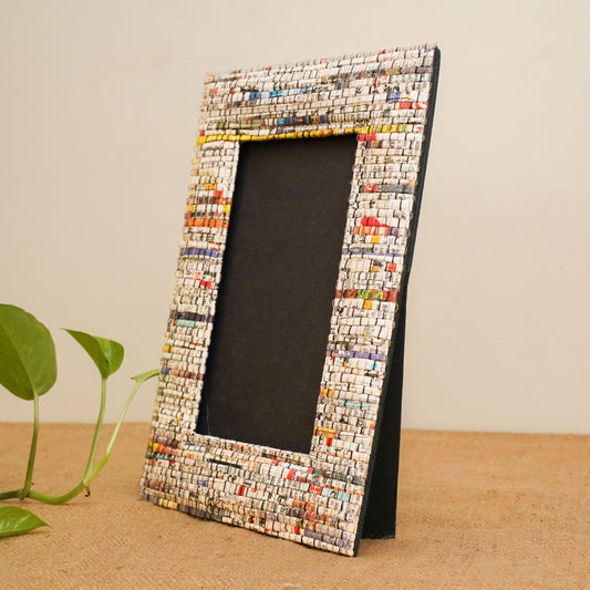 Charcha Upcycled Photo Frame | Handmade Newspaper Frame | Sustainable Home Decor & Gift | Scrapshala