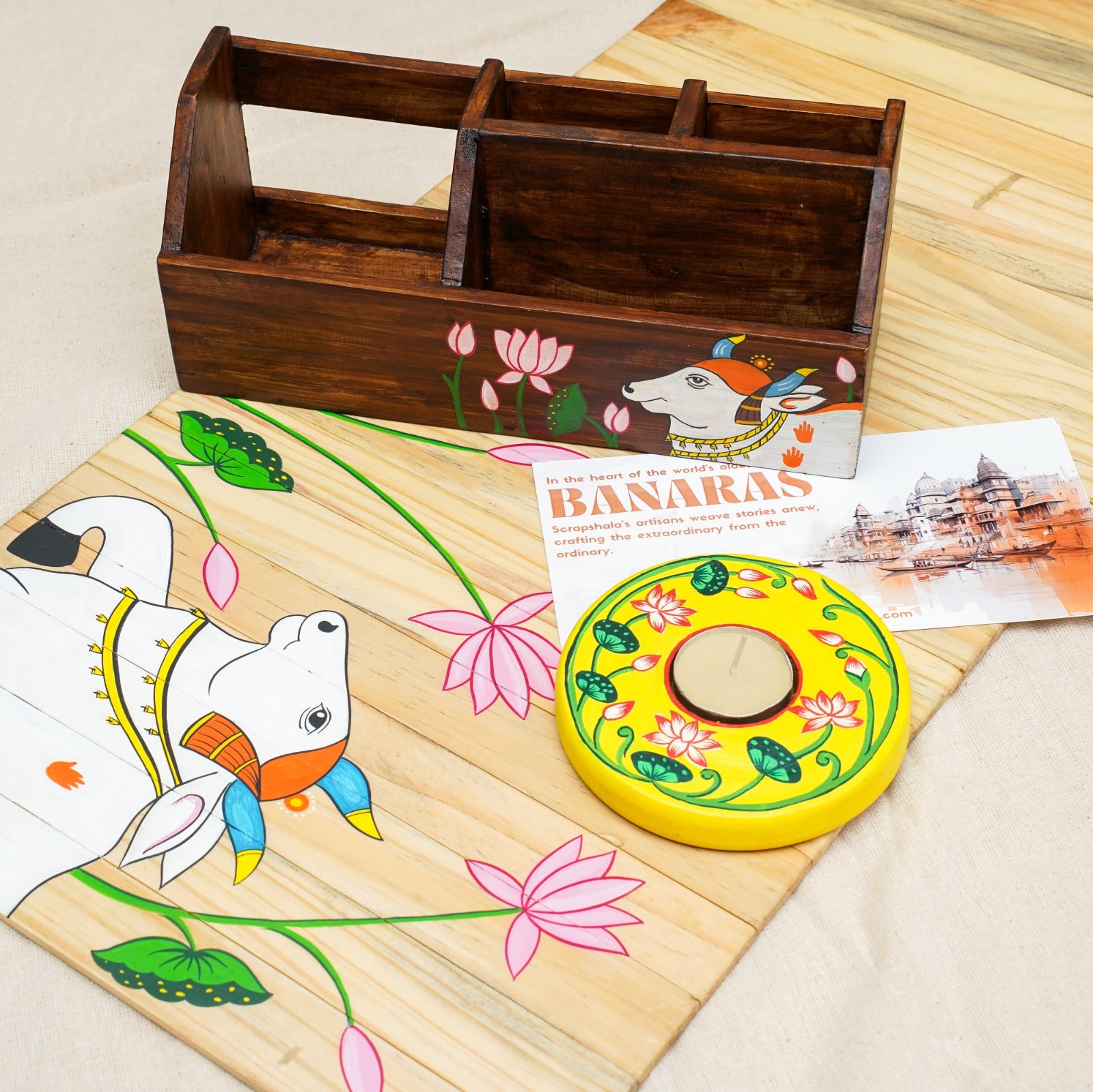 Pichwai Housewarming Gift Hamper | Handmade Wooden Home Décor Set | Eco-Friendly & Sustainable Gifting