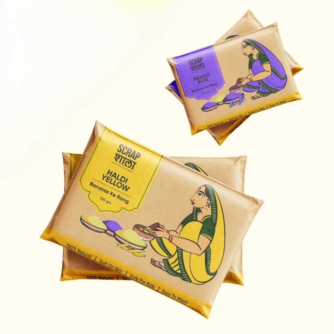 Holi Milan Gulaal Box | Four Packs of Natural Gulaal | Safe for Kids | Handmade in Banaras