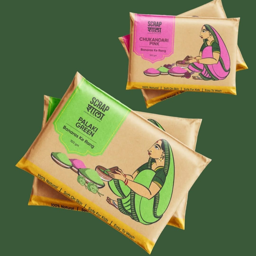 Holi Milan Gulaal Box | Four Packs of Natural Gulaal | Safe for Kids | Handmade in Banaras