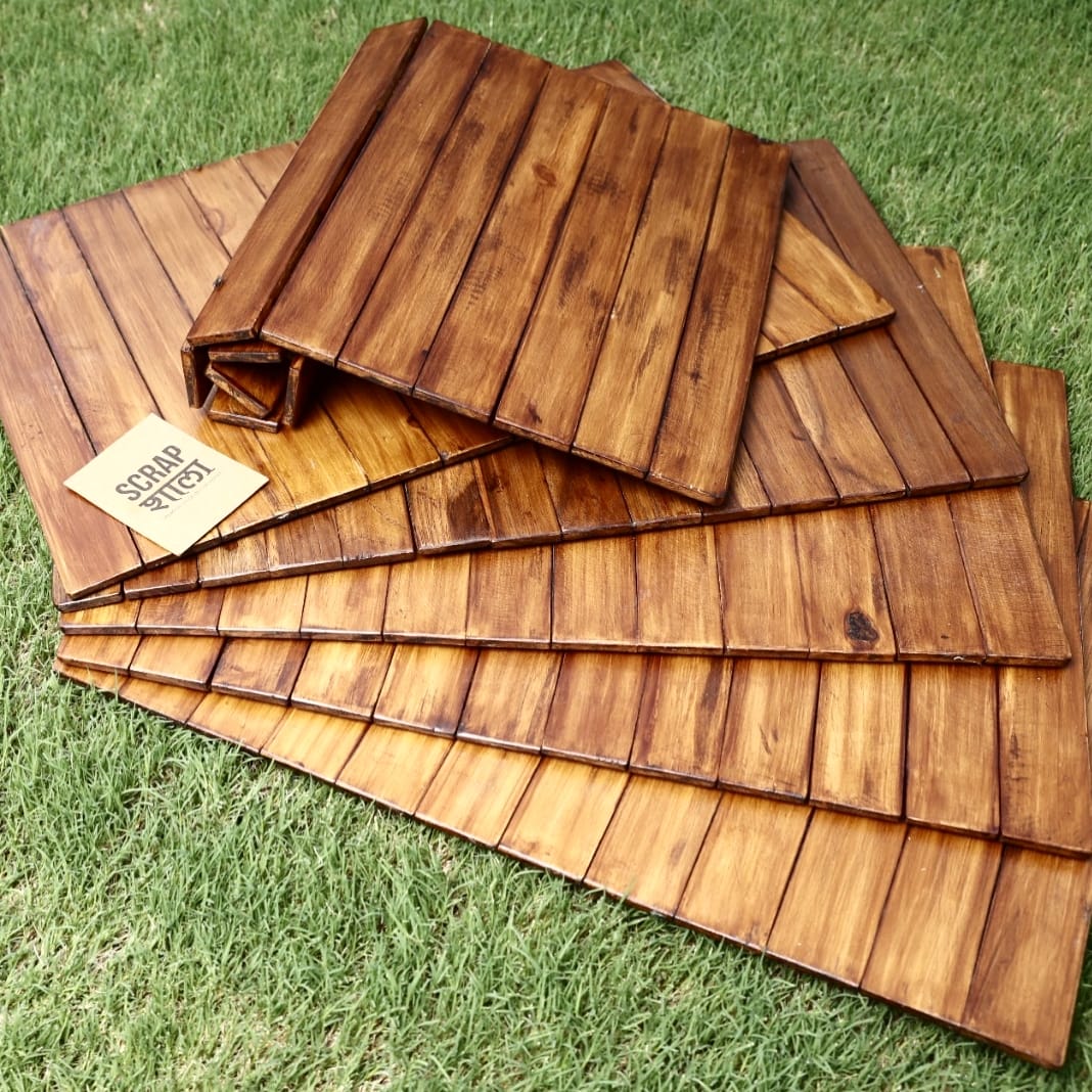 Wooden Table Placemats (Set of 6) | Handmade Pine Wood Mats | Eco-Friendly & Sustainable Tableware | Scrapshala