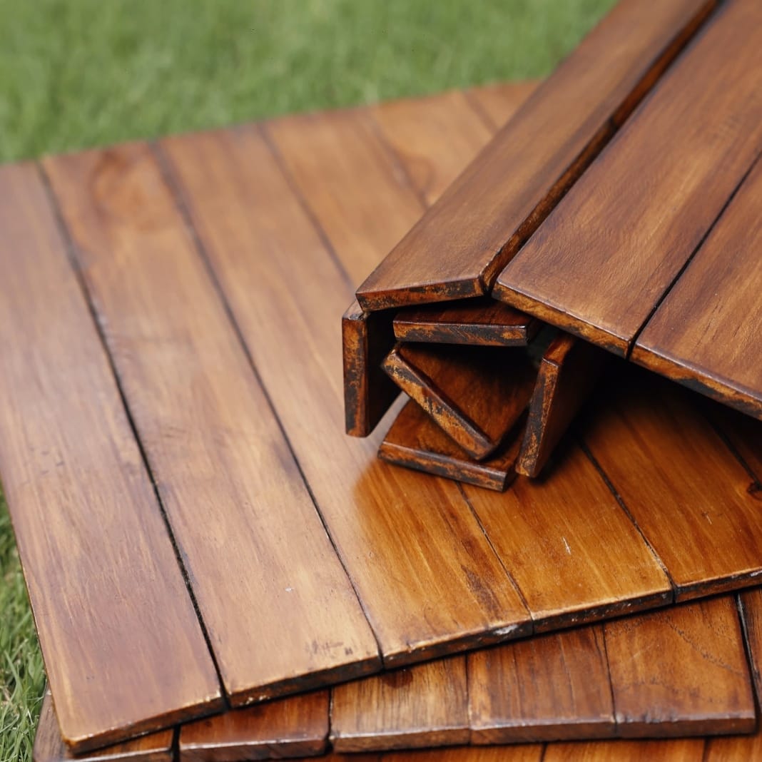 Foldable Reclaimed Wood Walnut Table Mats | Pack of 6 | Sustainable & Handcrafted by Scrapshala | Made in India