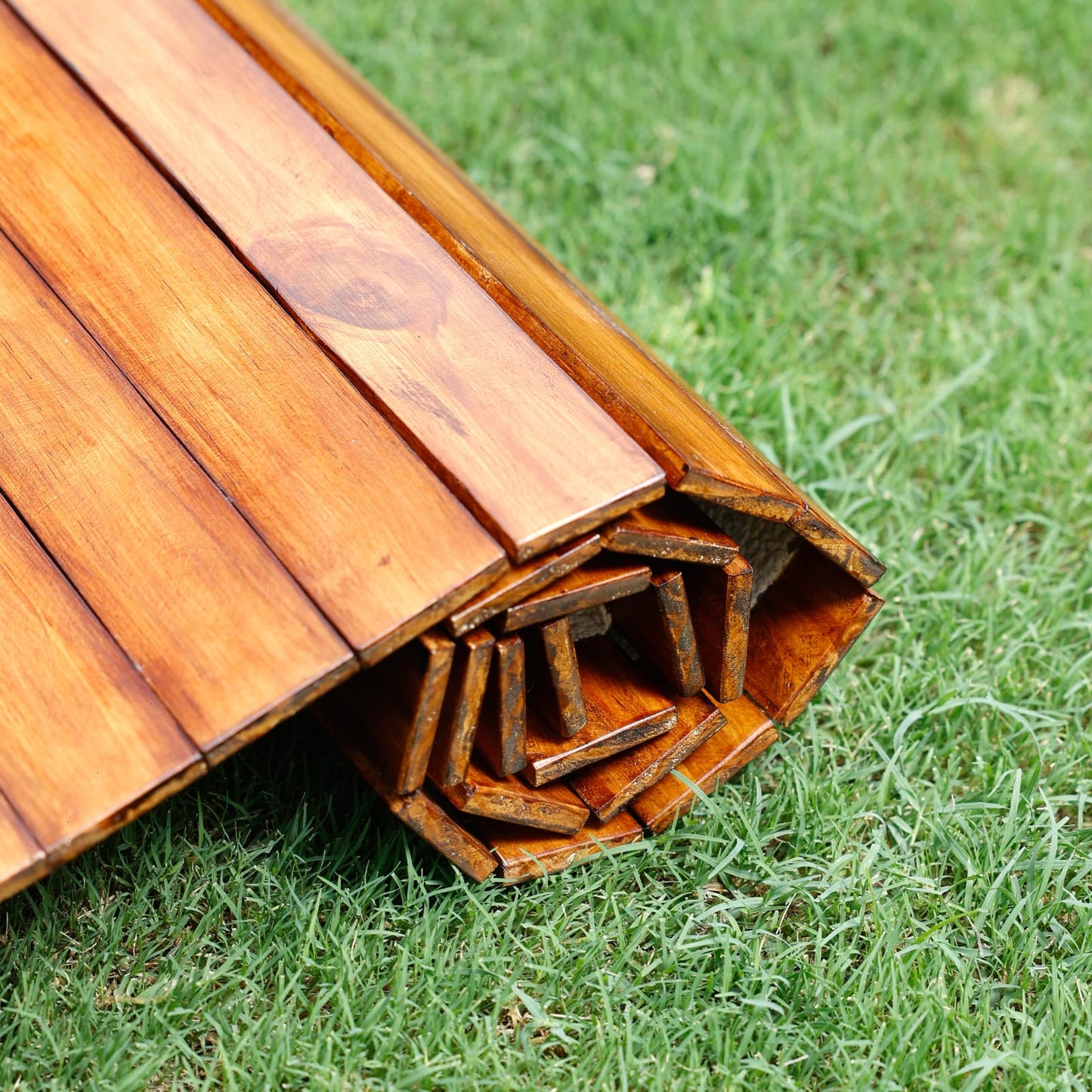 Wooden Runner Place Mat | Walnut colour | Foldable | Stain-Proof | Multipurpose | Natural Reclaimed Wood | Scrapshala
