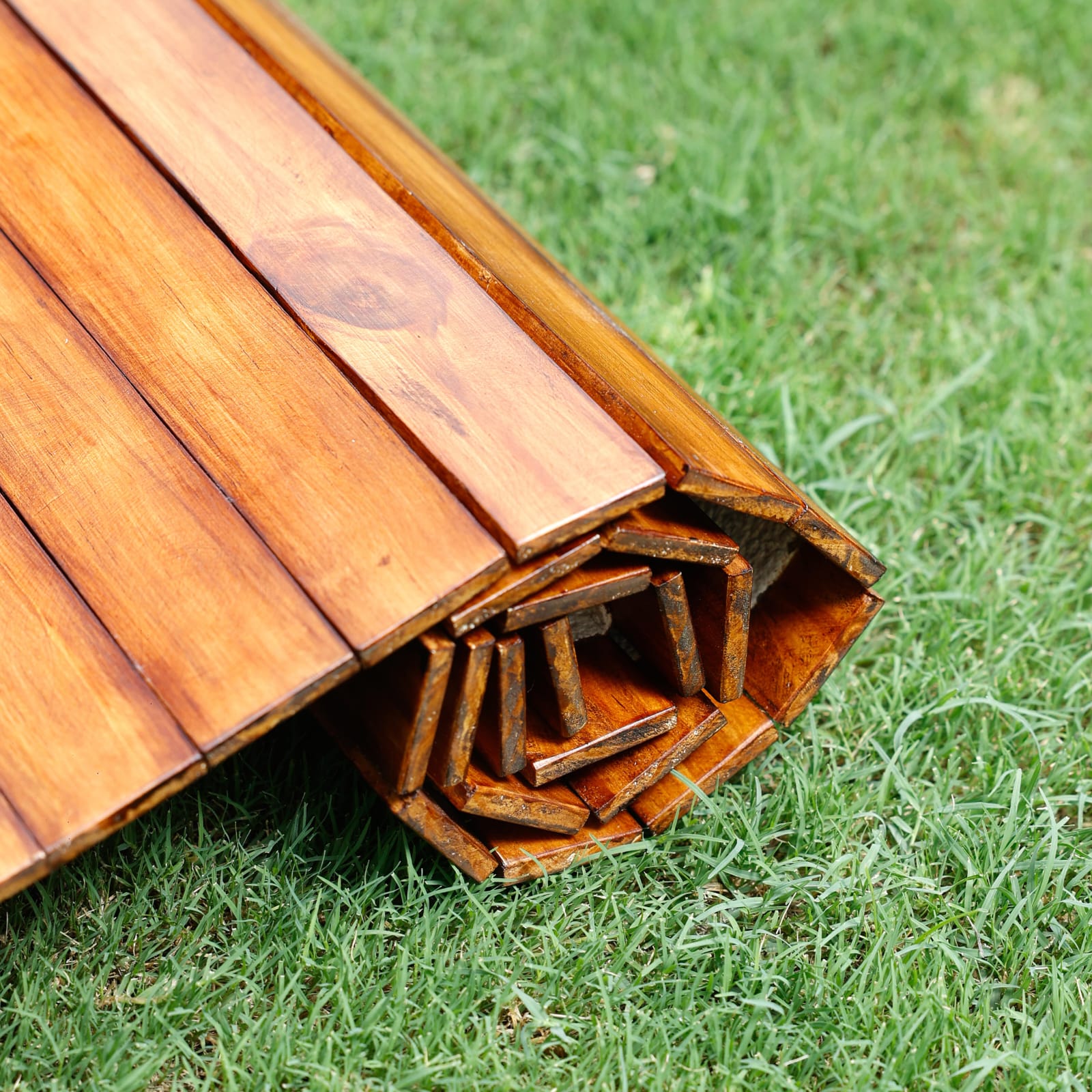 Wooden Runner Place Mat | Walnut colour | Foldable | Stain-Proof | Multipurpose | Natural Reclaimed Wood | Scrapshala