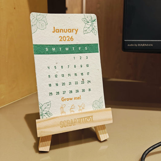 Plantable Calendar 2026 | Seed Paper | Eco-friendly | With wooden easel stand | Sustainable Gifting | Made in India