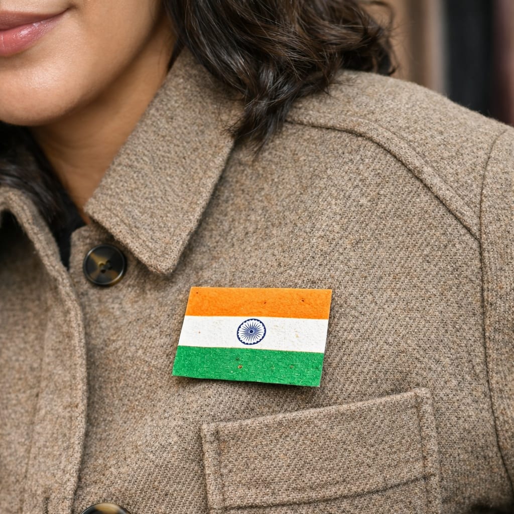 Plantable Indian National Flag Badges (Pack of 50) | Eco-Friendly Republic Day & Independence Day Flags | ScrapShala