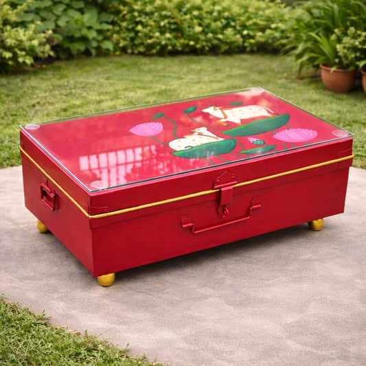 Handpainted Upcycled Army Trunk Coffee Table | Custom Storage Trunk | Scrapshala