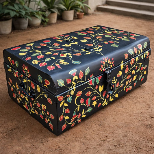 Handpainted Upcycled Army Trunk Coffee Table | Custom Storage Trunk | Scrapshala