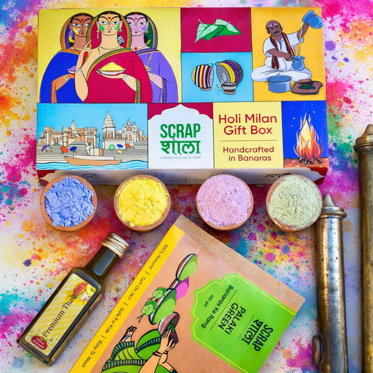 Holi Milan Gift Box | Natural Gulaal & Kesar Thandai | Handmade in Banaras