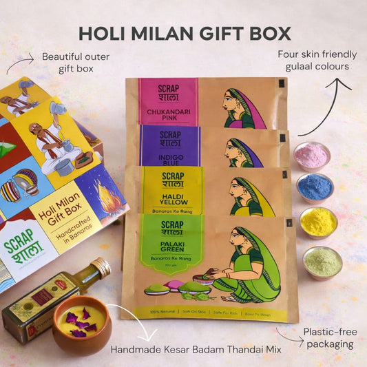 Holi Milan Gift Box | Natural Gulaal & Kesar Thandai | Handmade in Banaras
