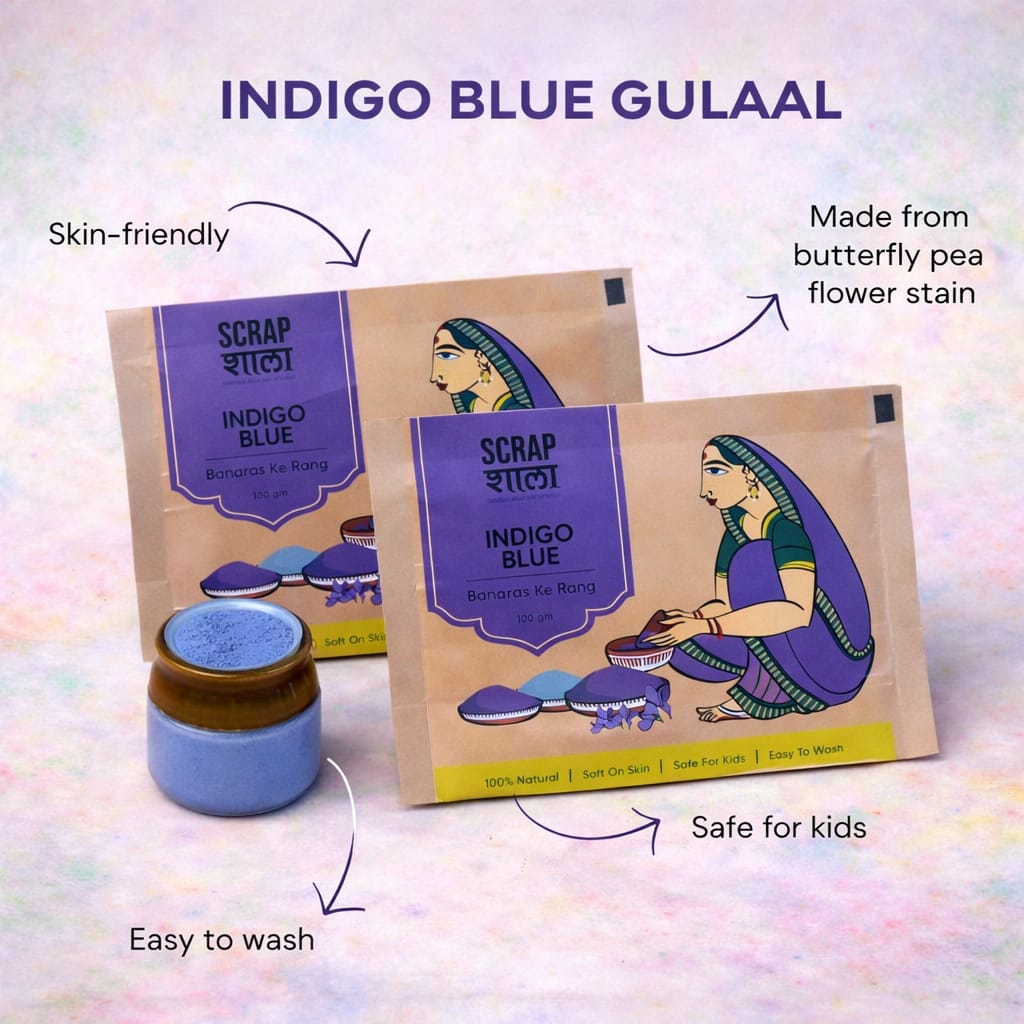 Natural Blue Holi Gulaal 200g | Skin-Friendly, Easy to Wash | Handmade in Banaras
