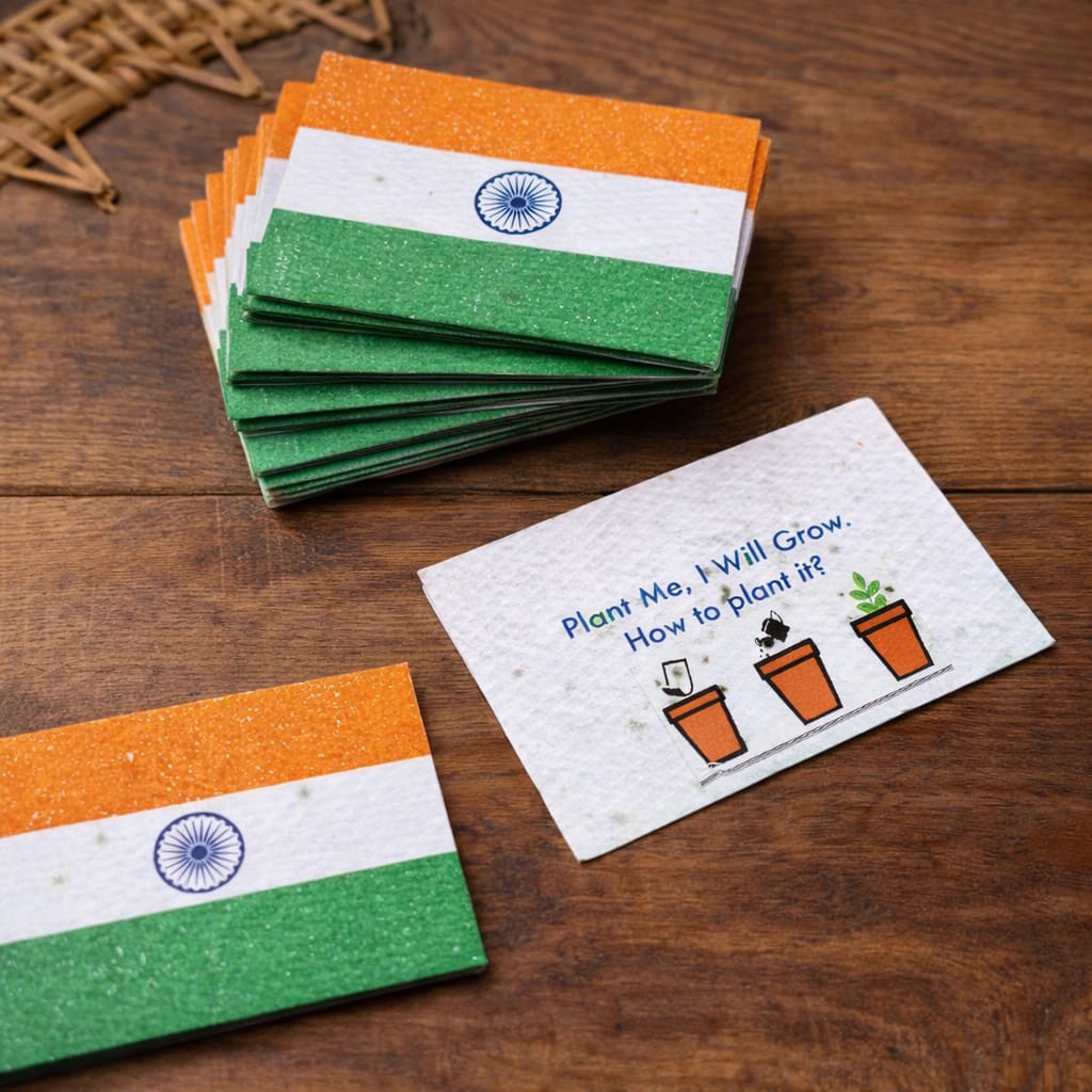 Plantable Indian National Flag Badges (Pack of 50) | Eco-Friendly Republic Day & Independence Day Flags | ScrapShala