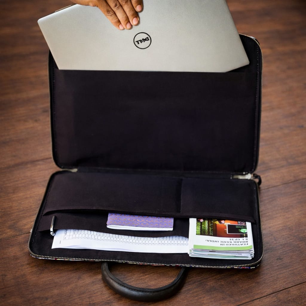 Chamkila Minimalist Laptop Bag | Upcycled Plastic & Tyre Tube | Handmade & Eco-Friendly | Scrapshala