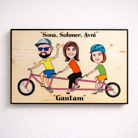 Personalized Caricature Nameplate | Handpainted Wooden Name Board | Custom Home Entrance Décor | Scrapshala