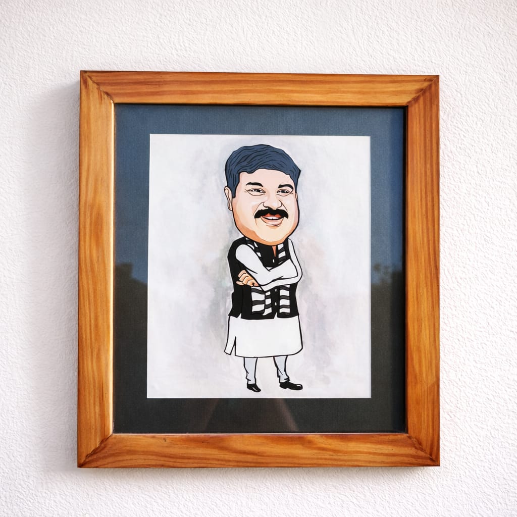 Handpainted Personalized Caricature Frame | Sustainable Thank-You Gift for Events & Speakers | Scrapshala