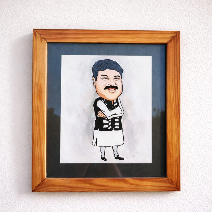 Handpainted Personalized Caricature Frame | Sustainable Thank-You Gift