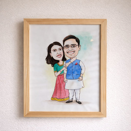 Personalized Caricature Frame | Hand-Drawn & Hand-Painted Artwork | Custom Gift | Scrapshala