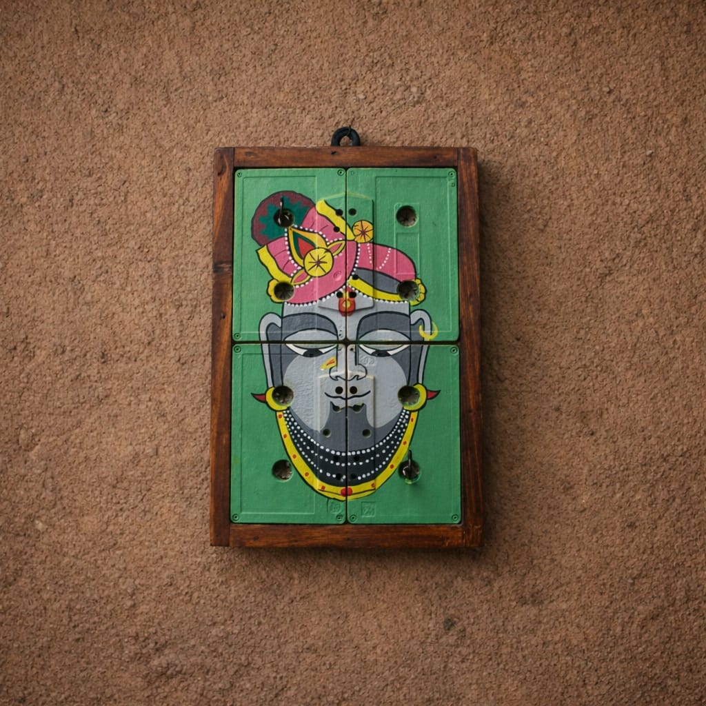 Pichwai Shreenathji Functional Wall Art | Handpainted Upcycled Wall Décor | ScrapShala