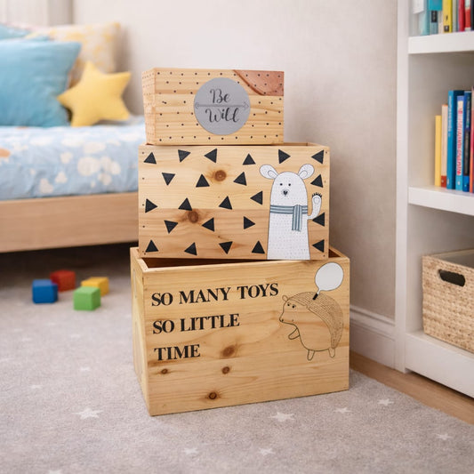 Wooden Storage Box Set of 3 | Handcrafted & Customizable | Space Saver | Scrapshala