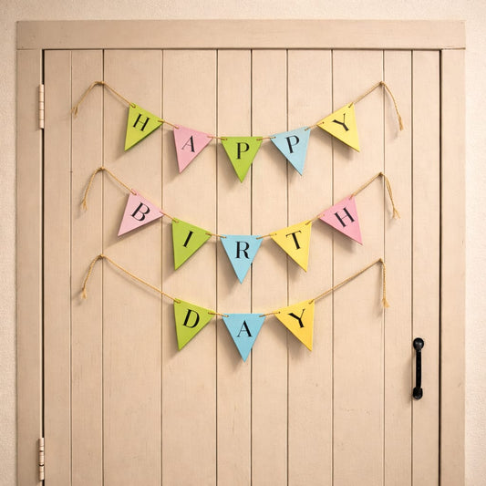 HAPPY BIRTHDAY Bunting | Reusable | Handpainted | Natural reclaimed wood | Scrapshala