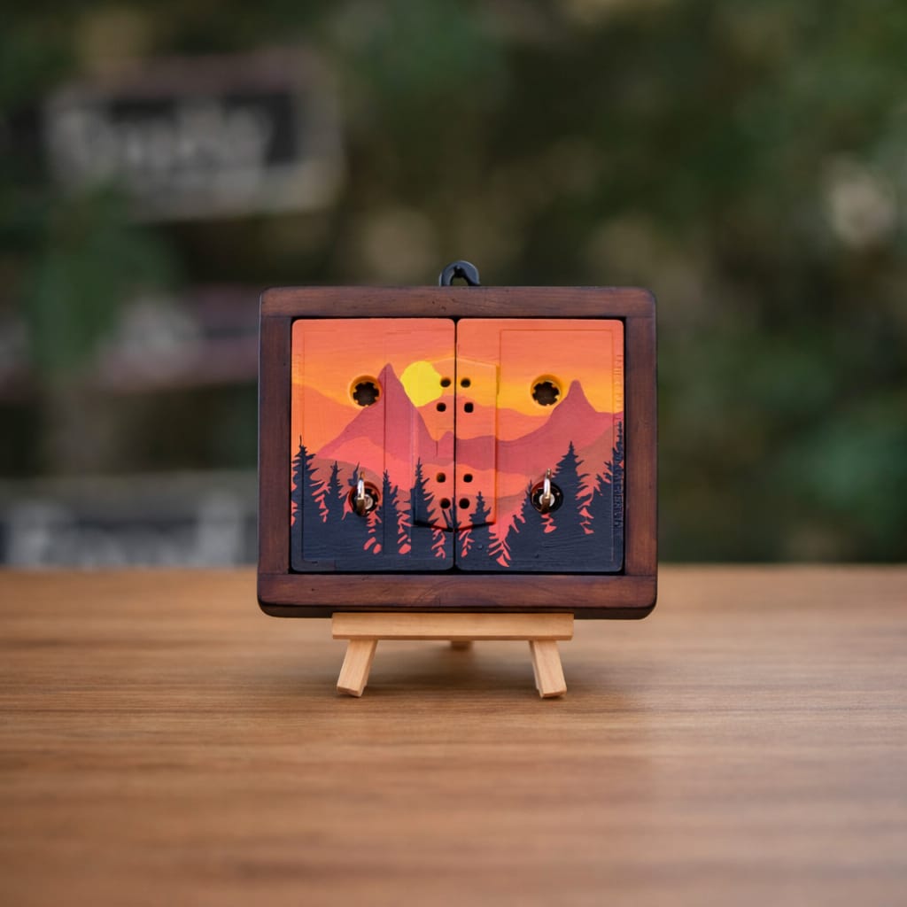Sunset Mini Keyholder | Handmade Upcycled Wall Art & Key Holder | Geet Collection | Scrapshala