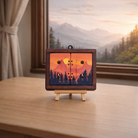 Sunset Mini Keyholder | Handmade Upcycled Wall Art & Key Holder | Geet Collection | Scrapshala