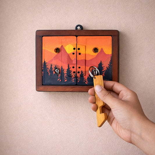 Sunset Mini Keyholder | Handmade Upcycled Wall Art & Key Holder | Geet Collection | Scrapshala