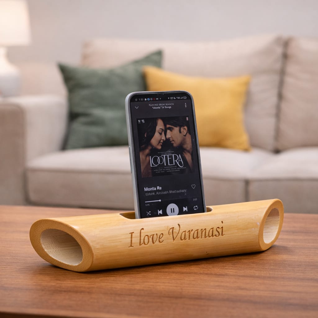 Bamboobeat Sound Amplifier | I love Varanasi | Eco-friendly | Mobile Holder | Gifting | Scrapshala