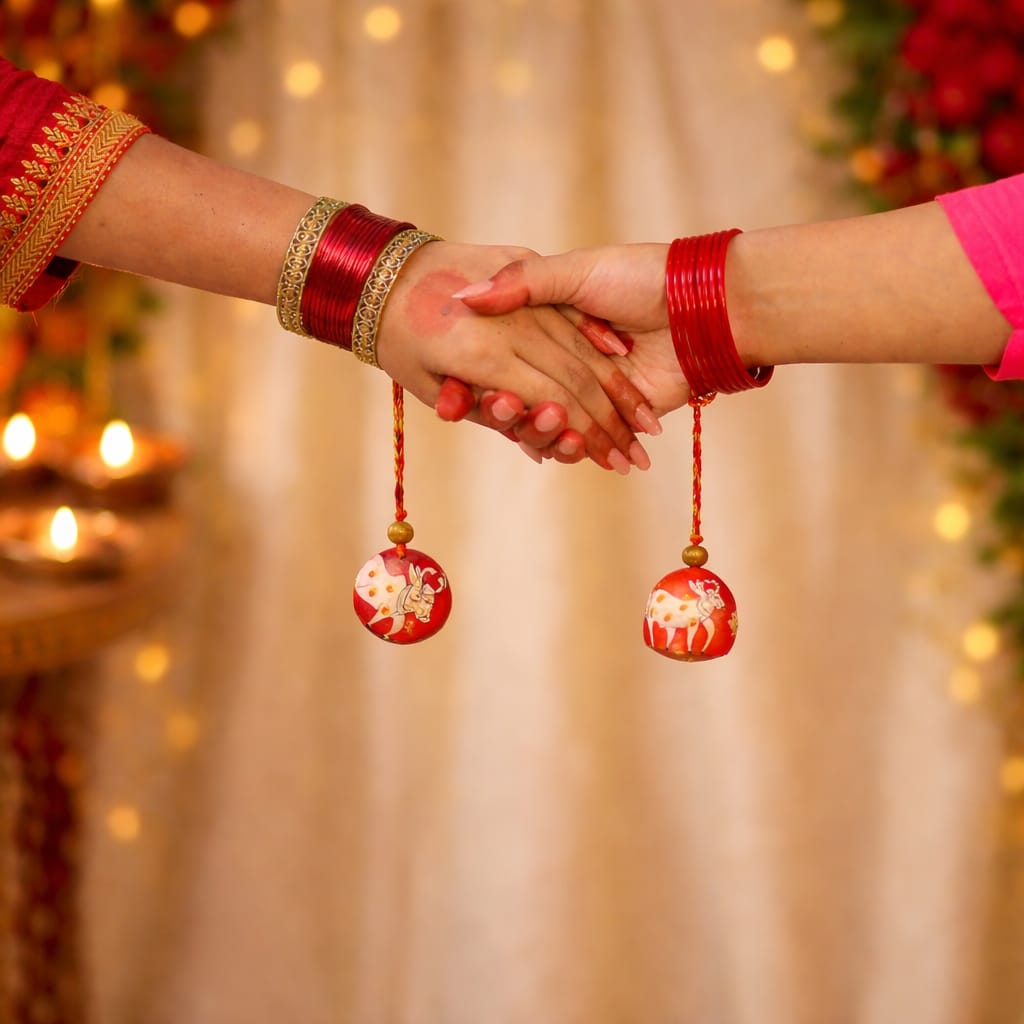 Pichwai Lumba Set | Handpainted | Reusable | Pair of 2 | Mango Wood | Eco-friendly