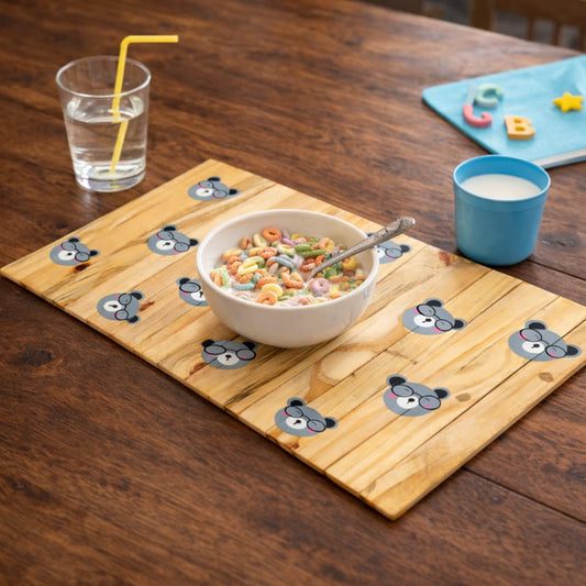 Cute Catty Place Mat | Multipurpose | Natural Reclaimed Wood | Foldable | Stain-Proof | Scrapshala