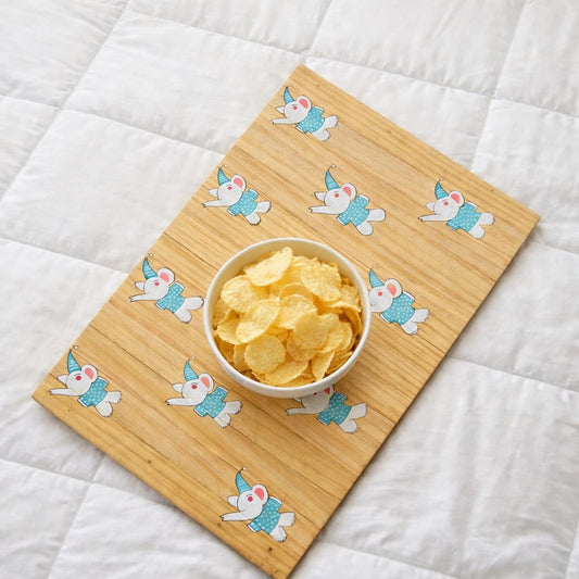 Dancing Elephant Wooden Table Mat | Kids-Friendly Eco Wooden Placemat | Handmade & Stain-Resistant | Scrapshala