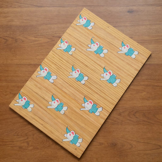 Dancing Elephant Wooden Table Mat | Kids-Friendly Eco Wooden Placemat | Handmade & Stain-Resistant | Scrapshala