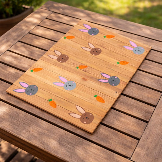 Healthy Rabbit Place Mat | Multipurpose | Natural Reclaimed Wood | Foldable | Stain-Proof | Scrapshala