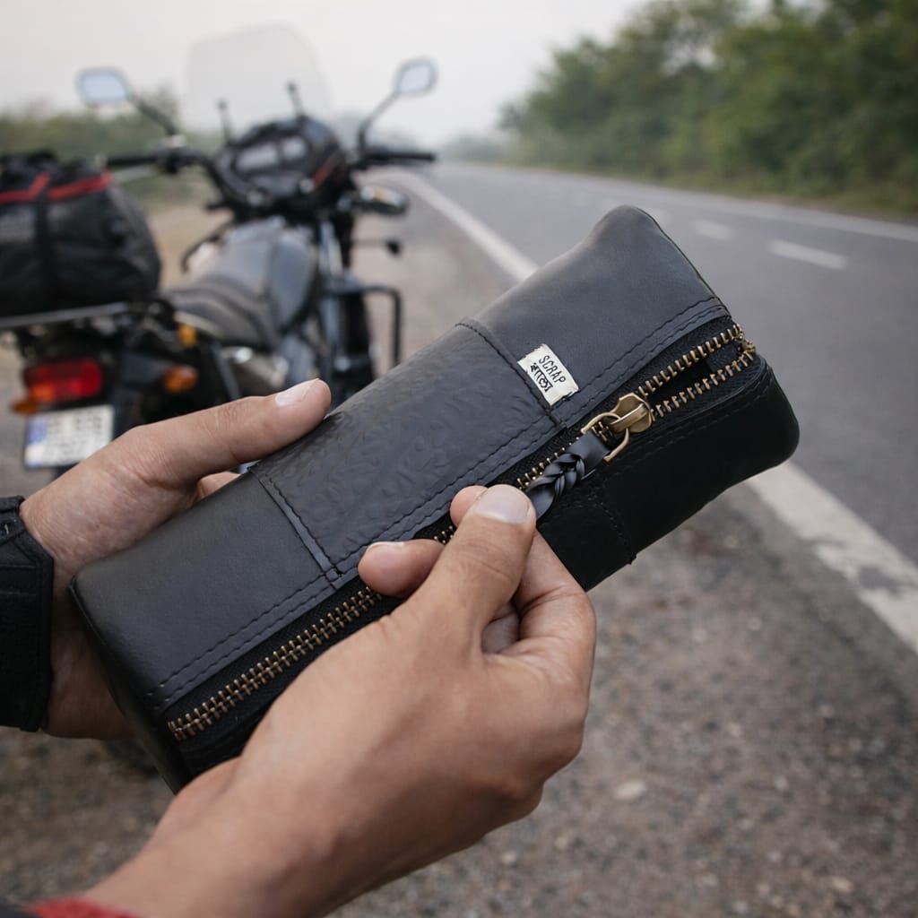 Safar Multipurpose Zip Pouch | Upcycled Tyre Tube | Waterproof & Handmade | Scrapshala