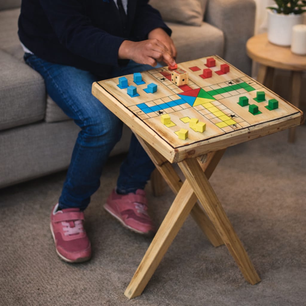 Ludo Game Coffee Table | Multipurpose | Natural reclaimed wood | Scrapshala