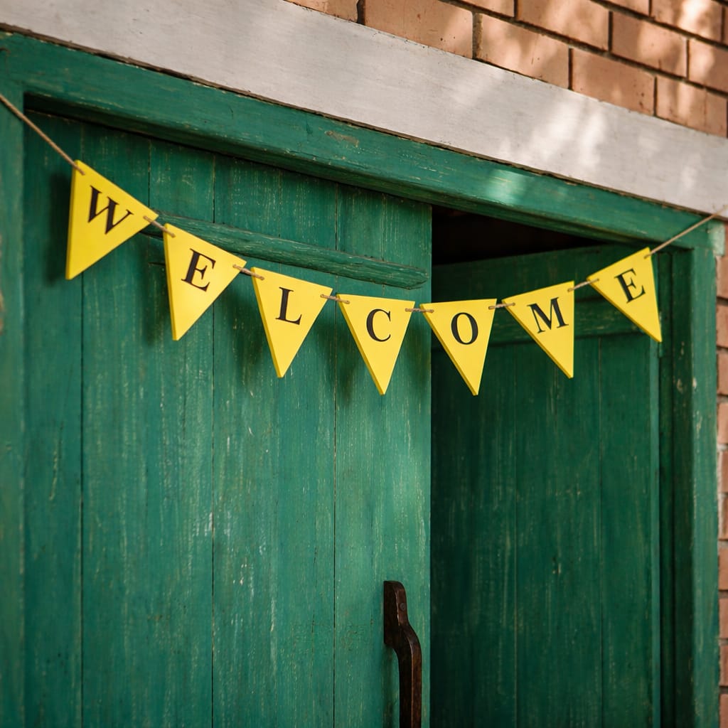 WELCOME Bunting | Reusable | Handpainted | Natural reclaimed wood | Scrapshala