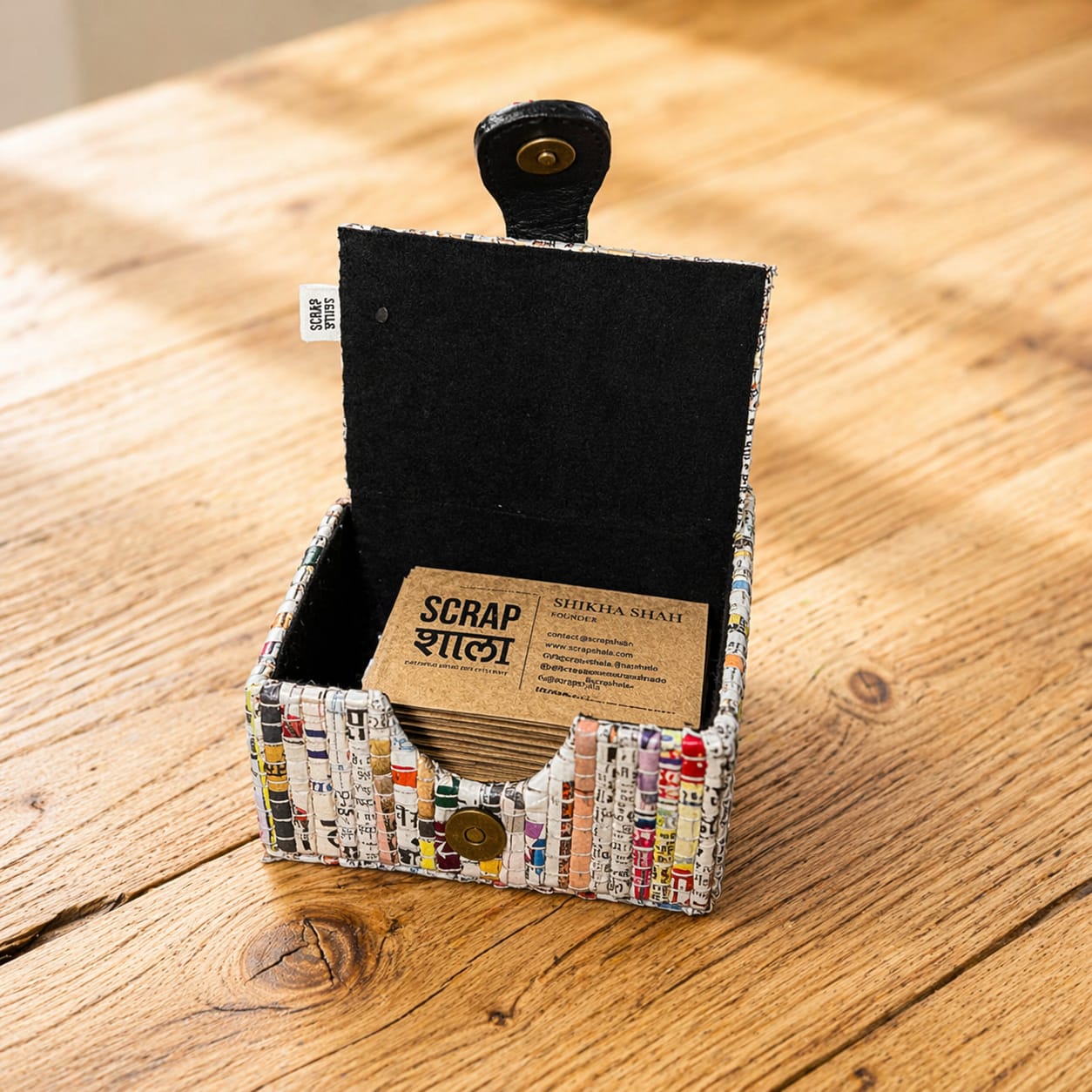 Charcha Business Card Holder | Upcycled Newspaper Desk Organizer | Handmade & Sustainable | Scrapshala