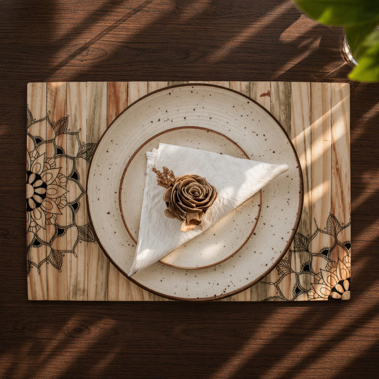 Mandala Wooden Table Placemat | Hand-Painted & Eco-Friendly | Reclaimed Pine Wood | Scrapshala