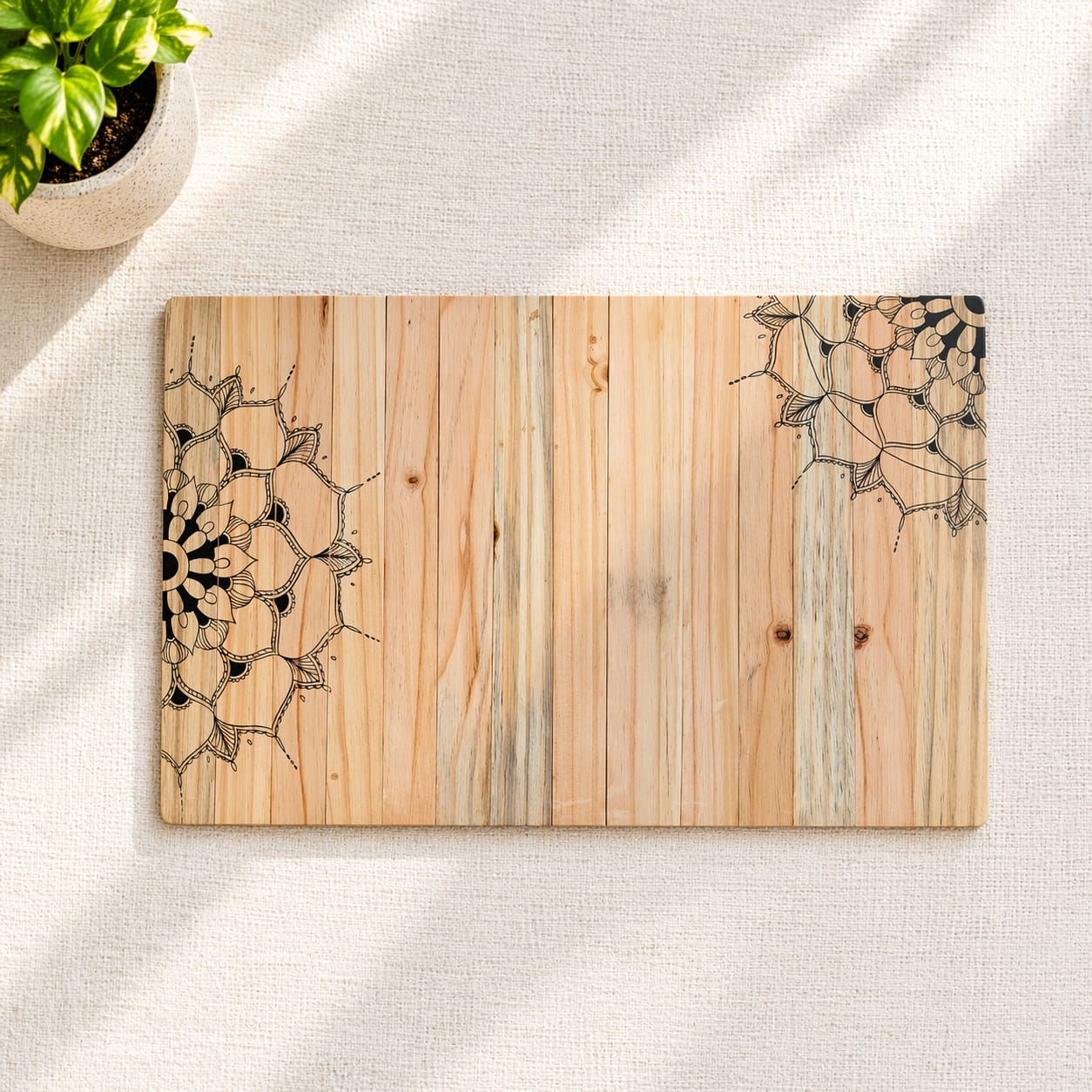 Mandala Wooden Table Placemat | Hand-Painted & Eco-Friendly | Reclaimed Pine Wood | Scrapshala