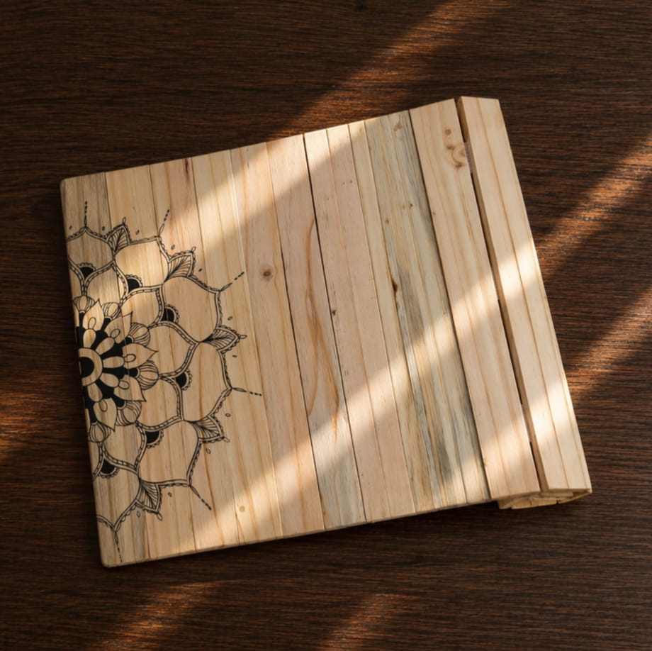 Mandala Wooden Table Placemat | Hand-Painted & Eco-Friendly | Reclaimed Pine Wood | Scrapshala