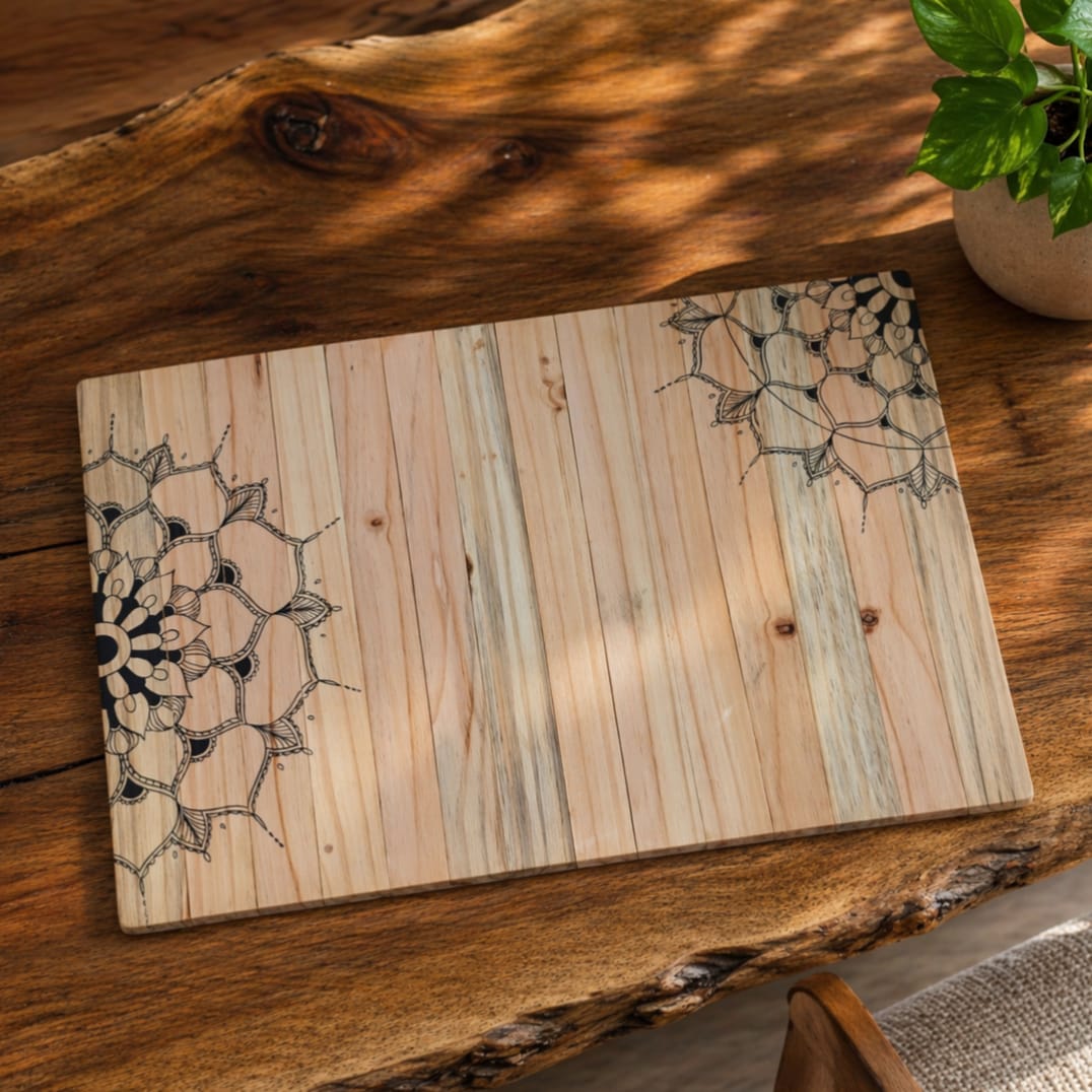 Mandala Wooden Table Placemat | Hand-Painted & Eco-Friendly | Reclaimed Pine Wood | Scrapshala